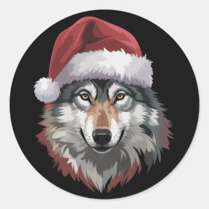 Wolf Weihnachten Lustiges Xmas Geschenk Tierliebha Runder Aufkleber