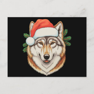 Wolf Weihnachten Xmas Santa Hut Tier Feiertag Postkarte