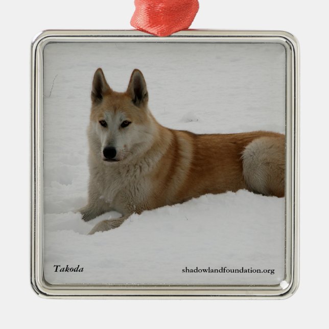Wolf-Weihnachtsbaum-Verzierung Silbernes Ornament (Vorne)