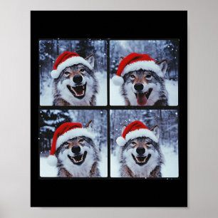 Wolf Weihnachtsmannmütze Tierfotografie Weihnachte Poster