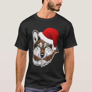 Wolf Weihnachtsmannmütze Weihnachts-Langschläfer S T-Shirt