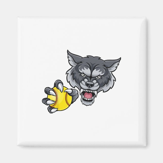 Wolf Werwolf Softll Ll Tiermaskottchen  Magnet (Vorne)