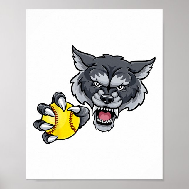 Wolf Werwolf Softll Ll Tiermaskottchen  Poster (Vorne)