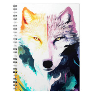 Wolf Wild Nature Animal Color Art Malerei Notizblock
