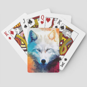 Wolf Wild Nature Animal Color Art Malerei Spielkarten
