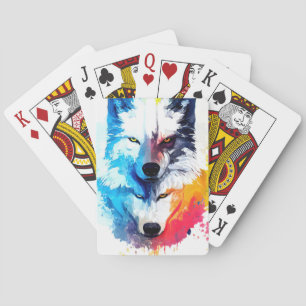 Wolf Wild Nature Animal Color Art Malerei Spielkarten