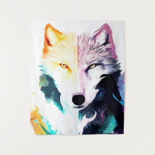 Wolf Wild Nature Animal Color Art Malerei Wandteppich