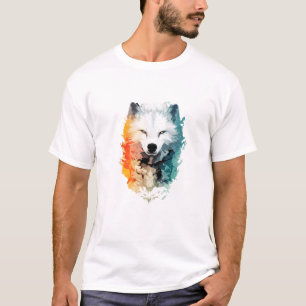 Wolf Wild Nature Animal Colors Art Paint T-Shirt