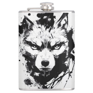 Wolf Wild Nature Free Spirit Art Pinselstrich Flachmann