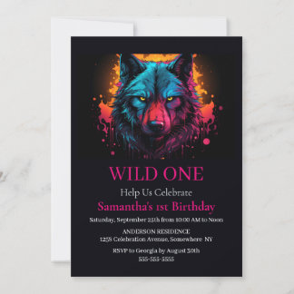 Wolf Wild One Geburtstag Einladung