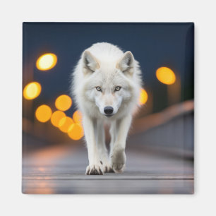 Wolf Wildlife Animal auf der Straße im Freien Magnet