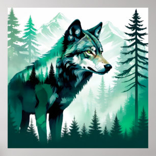 Wolf Wildlife Animal Nature Forest Art Poster