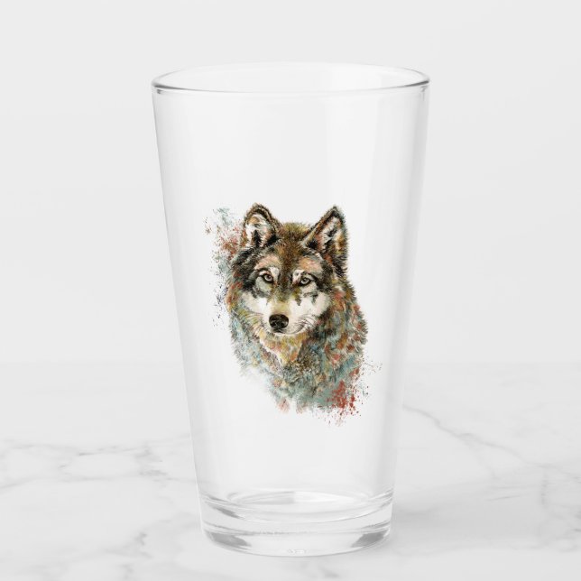 Wolf Wildlife Art Gletscher Glas (Vorderseite)