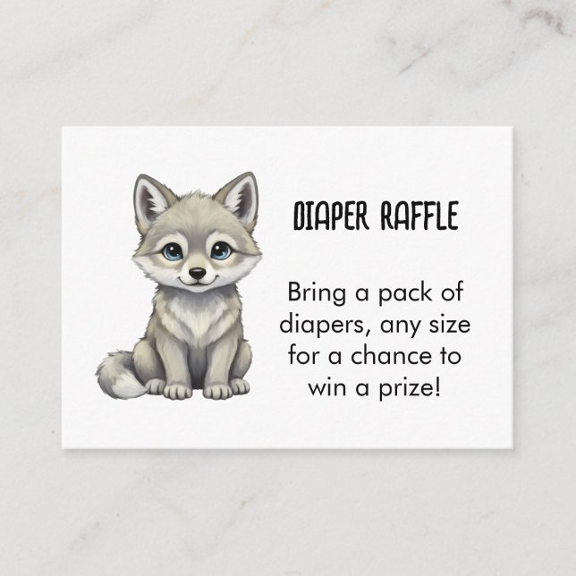 Wolf-Windeln-Raffle-Baby-Shower Begleitkarte (Vorderseite)