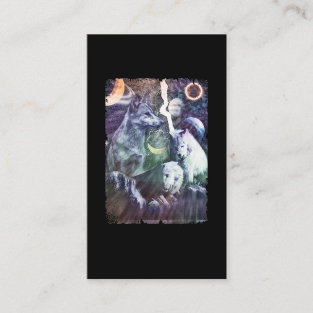 Wolf Winter Galaxy Planets Space Wolves Visitenkarte (Vorderseite)