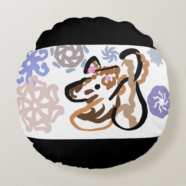 Wolf winter love rundes kissen (Vorderseite)