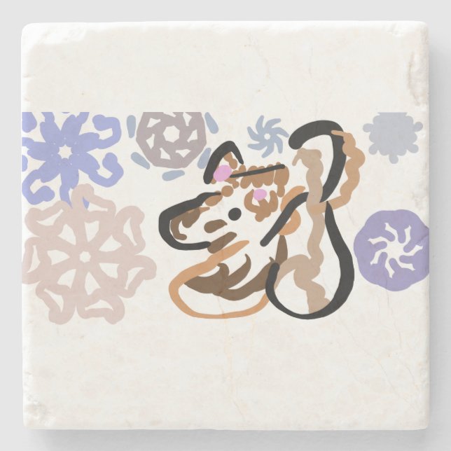 Wolf winter love steinuntersetzer (Vorderseite)