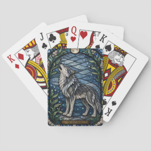 Wolf Winterwald Illumina Buntglas Spielkarten