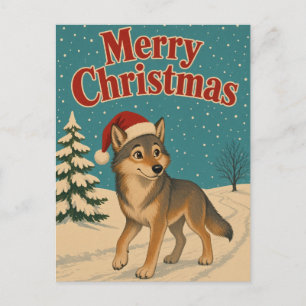 Wolf Winterweg Tier Weihnachten Postkarte