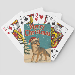 Wolf Winterweg Tier Weihnachten Spielkarten