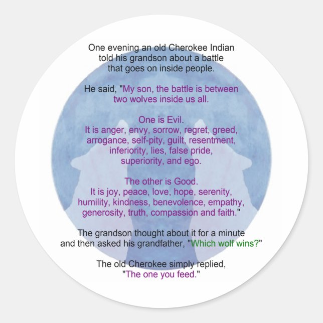 Wolf Wisdom Runder Aufkleber (Vorderseite)