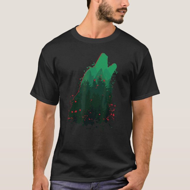 Wolf Wolf Silhouette Wolves Head Predator Wild Ani T-Shirt (Vorderseite)