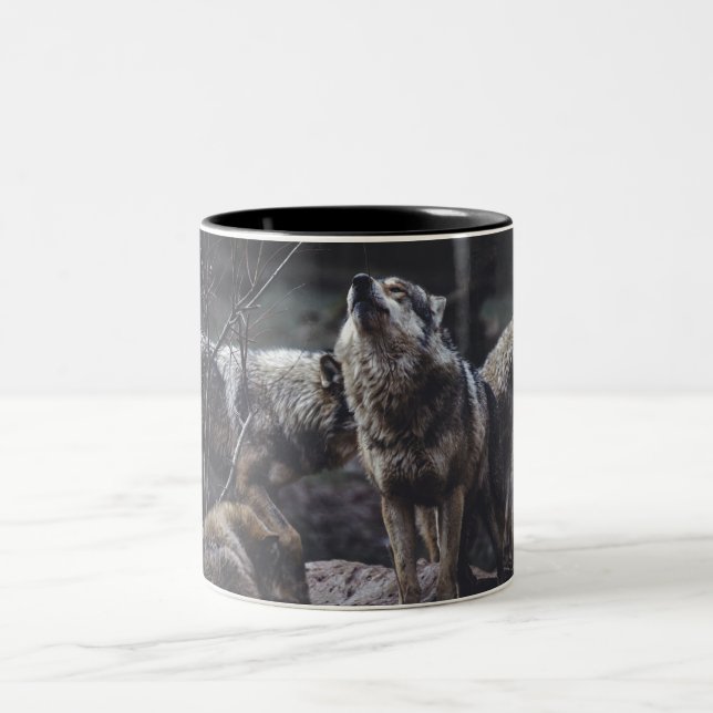 Wolf-Wolf-Wolf Zweifarbige Tasse (Mittel)
