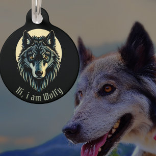 Wolf Wolfdog Huskywölfe Round Pet Tag Haustiermarke