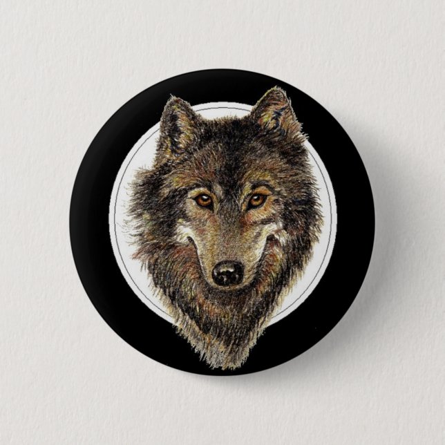 Wolf, Wölfe, Aquarelltiere, Natur Button (Vorderseite)