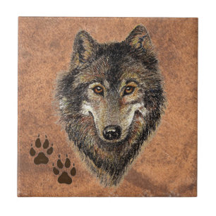 Wolf, Wölfe, Natur, Wildtiere, Aquarelltiere Fliese