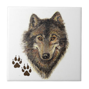 Wolf, Wölfe, Natur, Wildtiere, Aquarelltiere Fliese