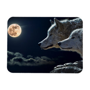 Wolf Wolves Howling beim Vollmond Kühlschrank Magn Magnet