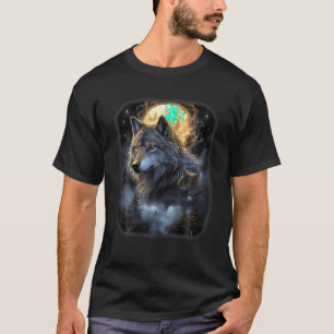 Wolf Wolves of Forest by Night Moon Fantasy Kunst, T-Shirt