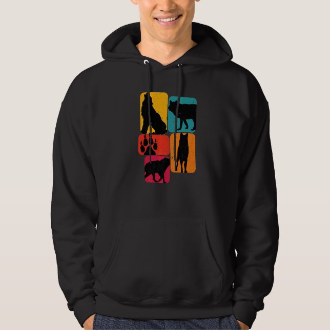 Wolf wolves Retro Hoodie (Vorderseite)
