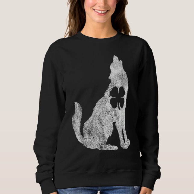 Wolf Wolves St. Patrick's Day Shamrock Clover Iris Sweatshirt (Vorderseite)