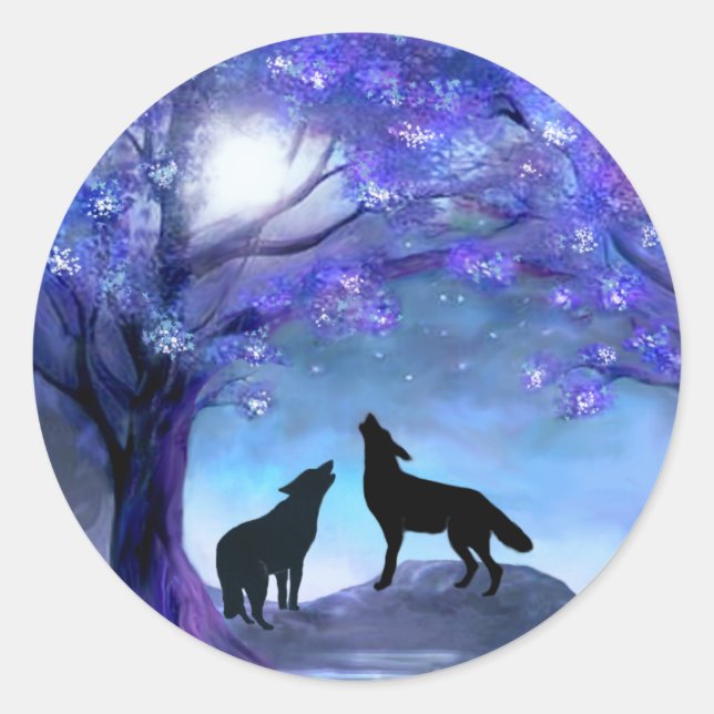 Wolf Wolves Wildtiere Blue Stickers (Vorderseite)