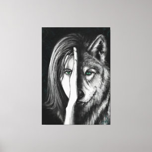 Wolf Woman - Emotion Canvas Print - Malerei Art Leinwanddruck