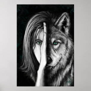 Wolf Woman - Emotion Poster Print - Malerei Art