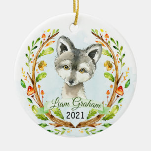 Wolf Woodland Weihnachtsurlaub Keepake Keramik Ornament