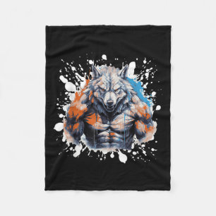 Wolf Workout Fitnessstudio Kämpfer Bodybuilder Fleecedecke
