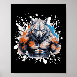 Wolf Workout Fitnessstudio Kämpfer Bodybuilder  Poster