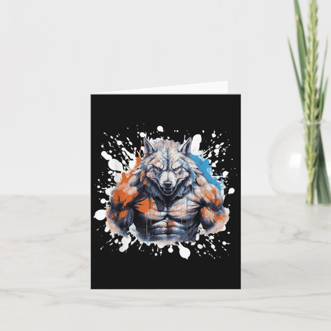 Wolf Workout Gym Fighter Bodybuilder  Karte (Vorderseite)