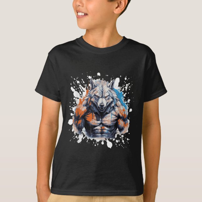 Wolf Workout Gym Fighter Bodybuilder  T-Shirt (Vorderseite)