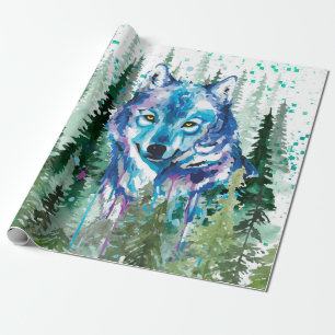 Wolf Wrapping Paper   Farbenfroher Wolf Geschenkpapier