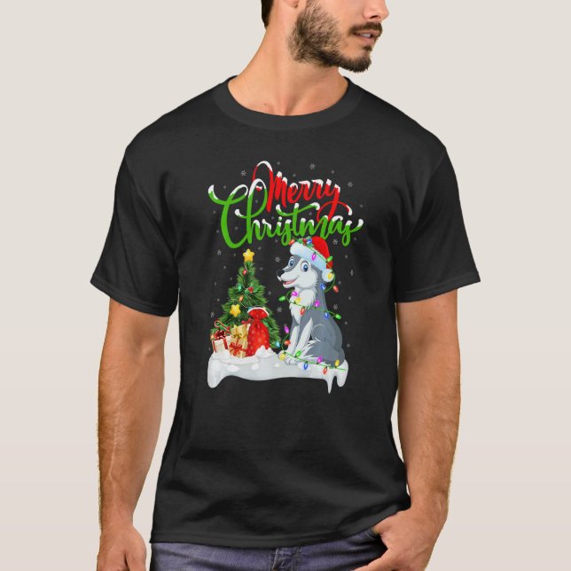 Wolf  Xmas Decorations Santa Wolf Christmas T-Shirt (Vorderseite)