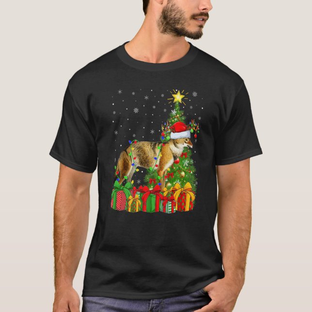 Wolf  Xmas Holiday Santa Wolf Christmas Tree T-Shirt (Vorderseite)