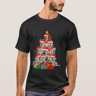 Wolf Xmas Lighting Weihnachtsmannmütze Wolf Weihna T-Shirt