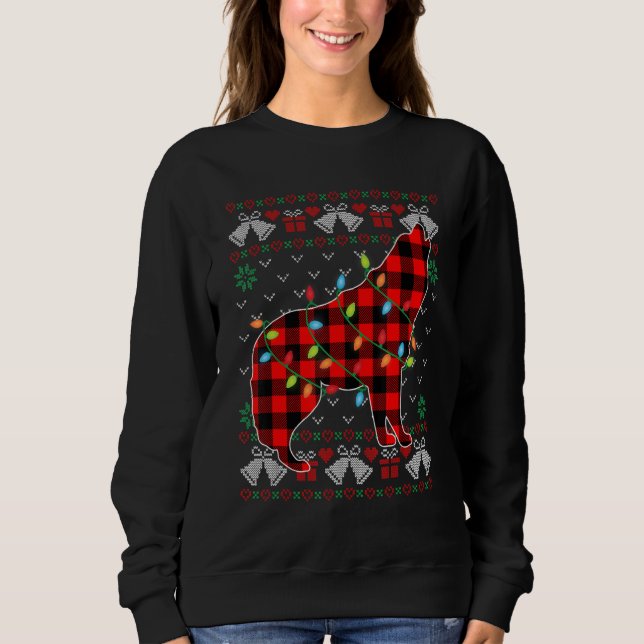 Wolf     Xmas Lights Ugly Christmas Sweater Sweatshirt (Vorderseite)