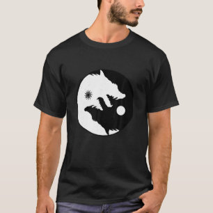 Wolf Yin Yang Sonne Mond Vintage Harmonie Balance T-Shirt