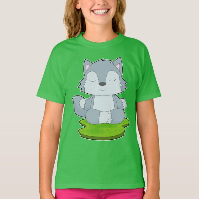 Wolf Yoga Fitness Meditation T-Shirt (Vorderseite)